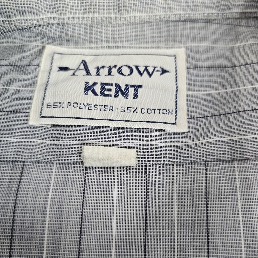 70s VINTAGE Arrow Shirt Kent Sz L Polycotton Long Sleeve Blue Striped Button - Picture 5 of 8